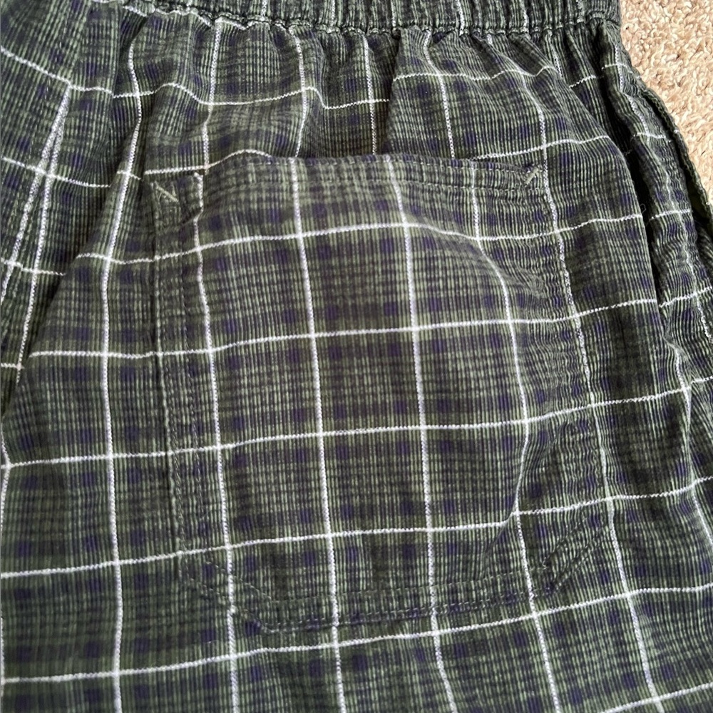 Madewell Dark Green Blue Plaid Corduroy Pull-On Tapered Pants Carpenter Loop S - Picture 13 of 15